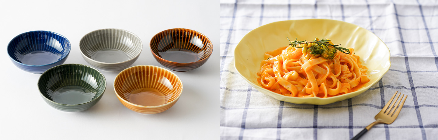 一龍陶苑のしのぎシリーズの食器
