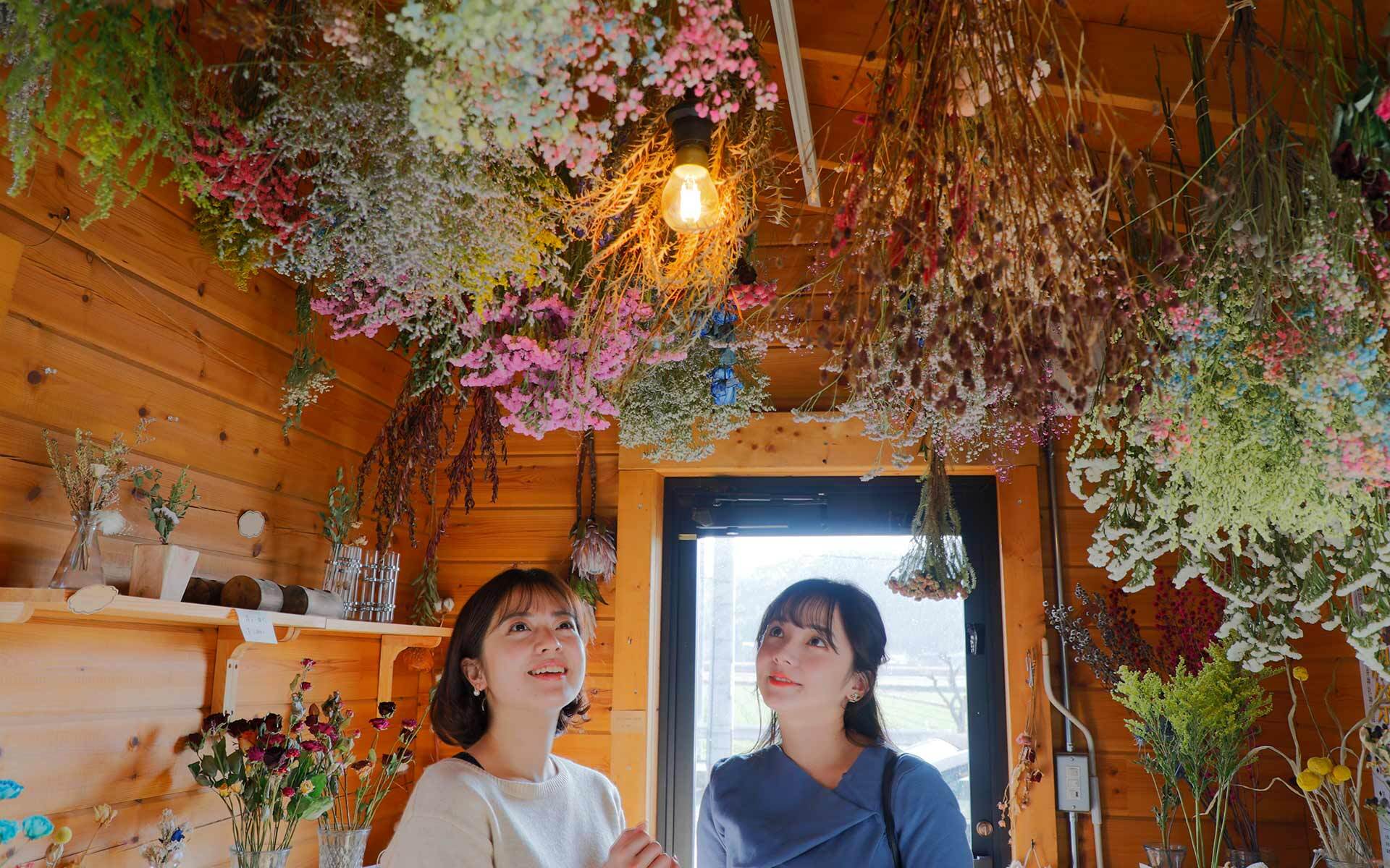 ドライフラワーを扱うアンソロジーの店内