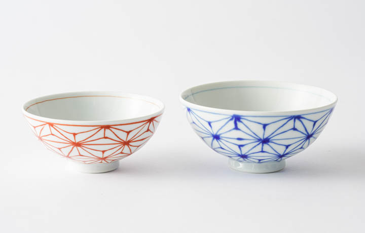 アウトレット40％オフ】波佐見焼 「麻の葉」 夫婦茶碗 縁起の