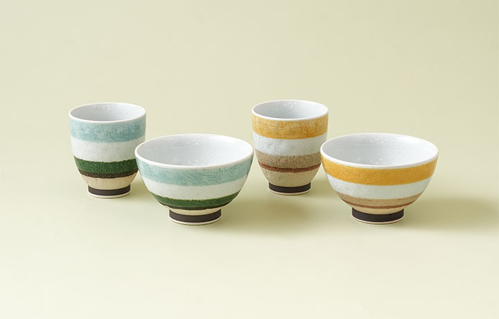 果実模様の陶器製茶碗4個セット フルーツ果物柄茶碗 : 昭和レトロポップ食器雑貨通販ショップ