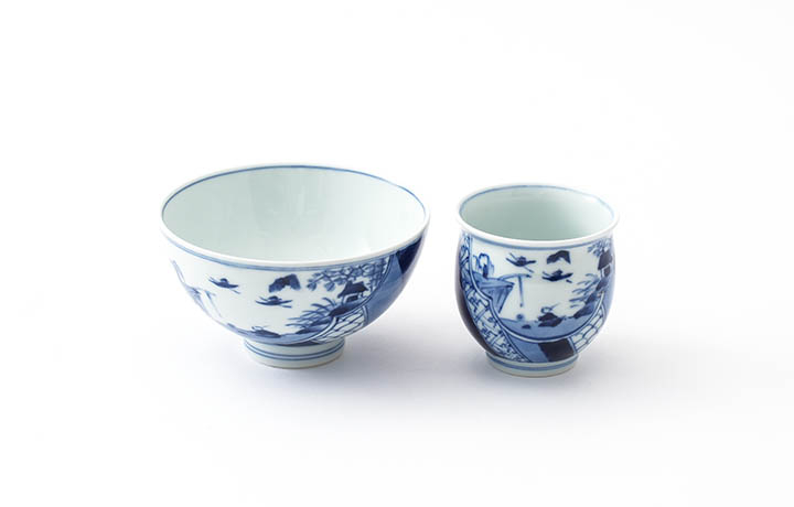 20％オフ】有田焼 しん窯 染付祥瑞 ご飯茶碗・ゆのみセット| し